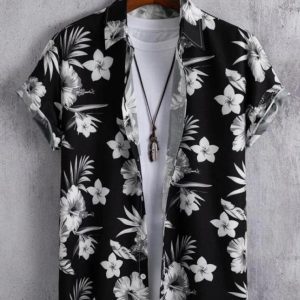 Black and White floral shirt men's